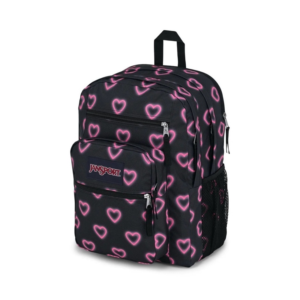 Jansport Heart Patterned Backpack in Black and Pink
